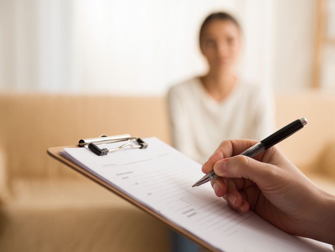 Врач записывает данные на консультации